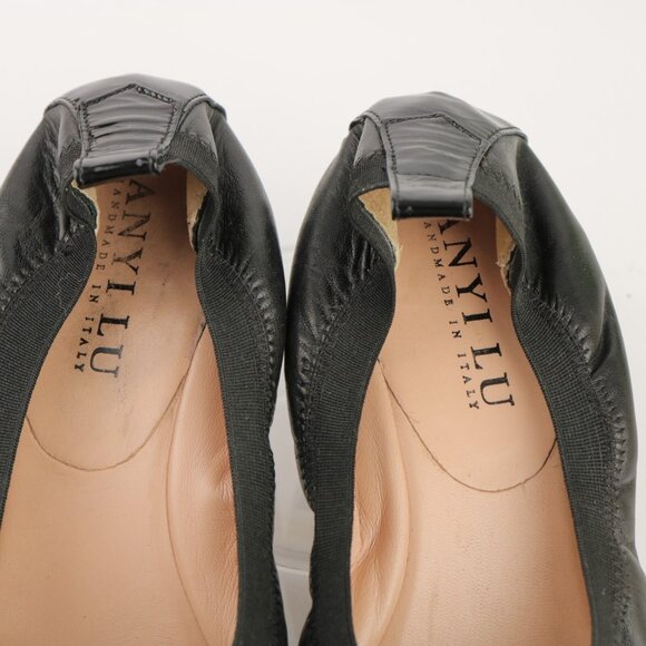 VTG Anyi Lu Womens Pump Size 38.5 8.5 Black Leather Kitten Heel Dress Shoe Comfy - Picture 9 of 12